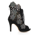 hollow out high heel rhinestone cut women sandals boots